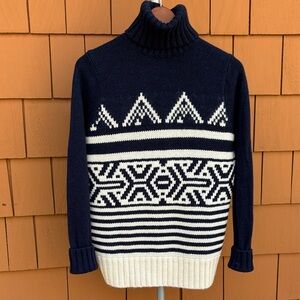 J.CREW | Navy Blue Classic Nordic Wool-Blend Alpine Turtleneck Sweater | Size S